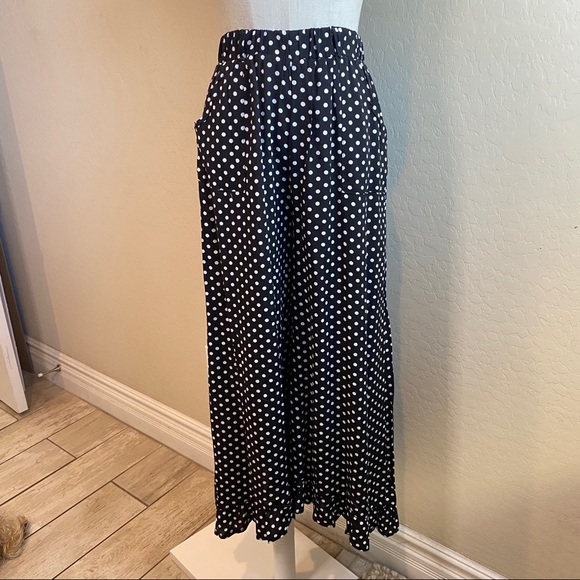 NWT BOHO SOUL Polka-Dot Ankle Ruffle Pants (S) - Picture 3 of 14